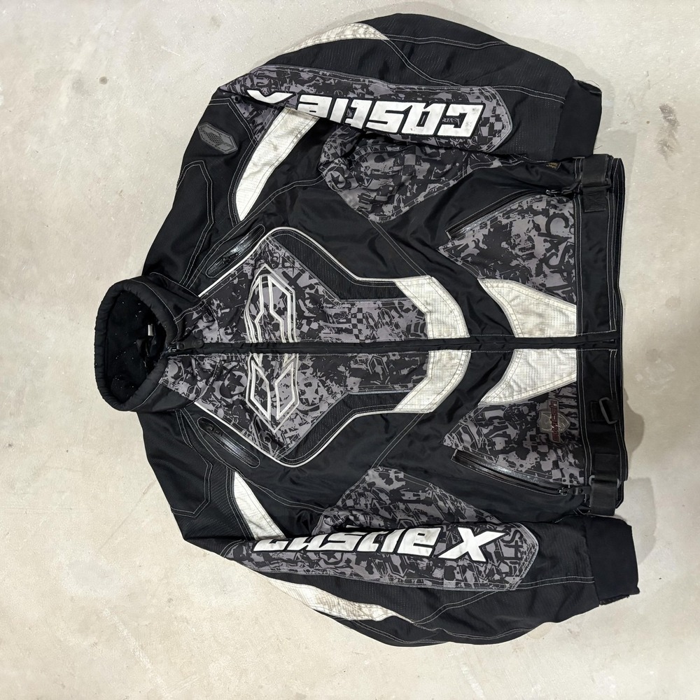 Castle X Ski Jacket Mens Large Black Camo Insulated Snowmobile Racing Rider